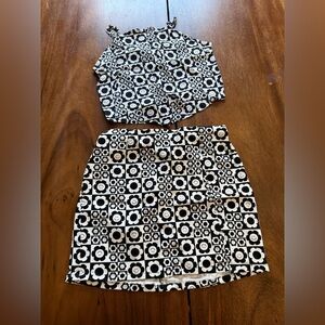 Art Class Black and White Floral Skirt Set